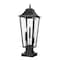 Z-Lite Gannon 3 Light Outdoor Pier Mounted Fixture, 10in. W x 27.75in. H, Black 5008PHBS-SQPM-BK - alternate 1